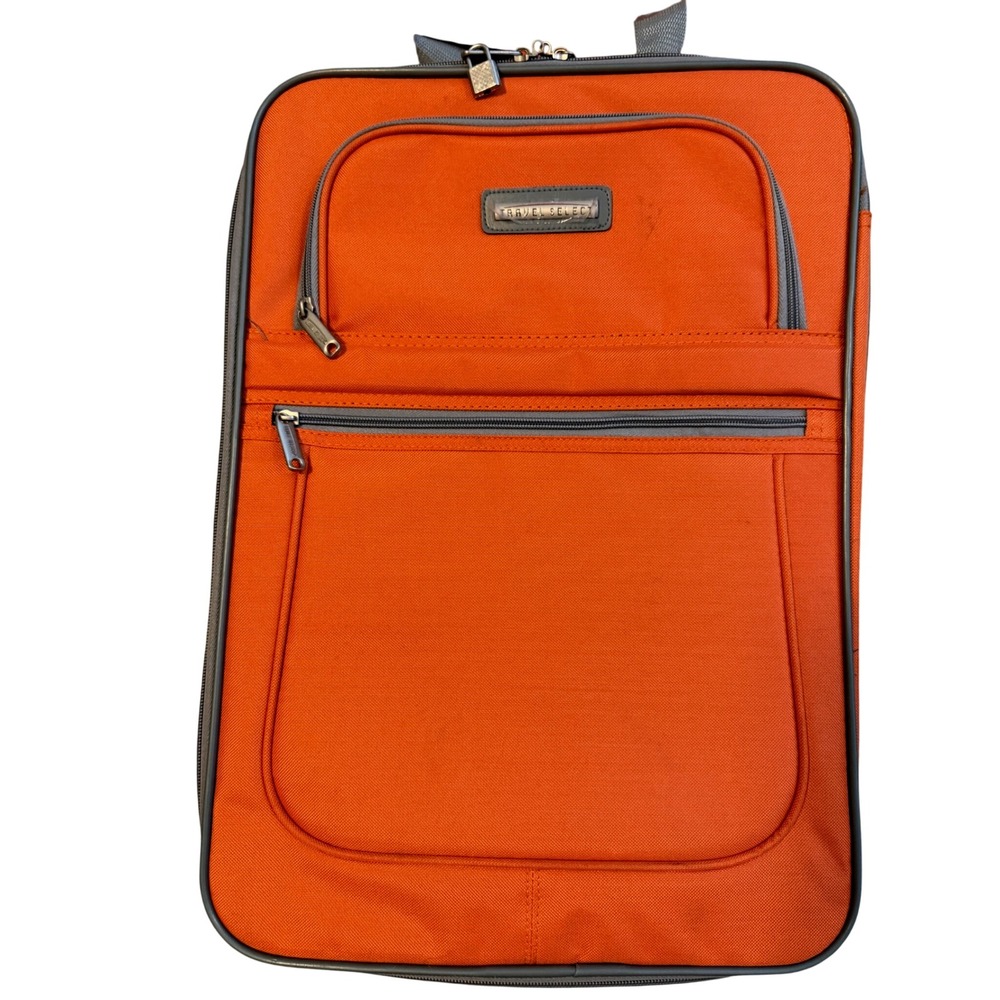 NEW Travel Select Travelers Choice 2 piece Luggage Carry On Orange Rolling Bag